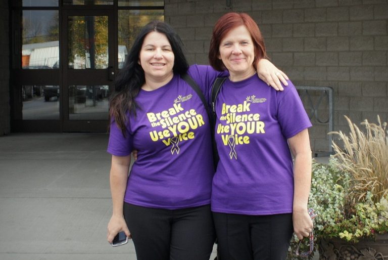 Seeker Chicks Dress Purple in support of Child Abuse Awareness