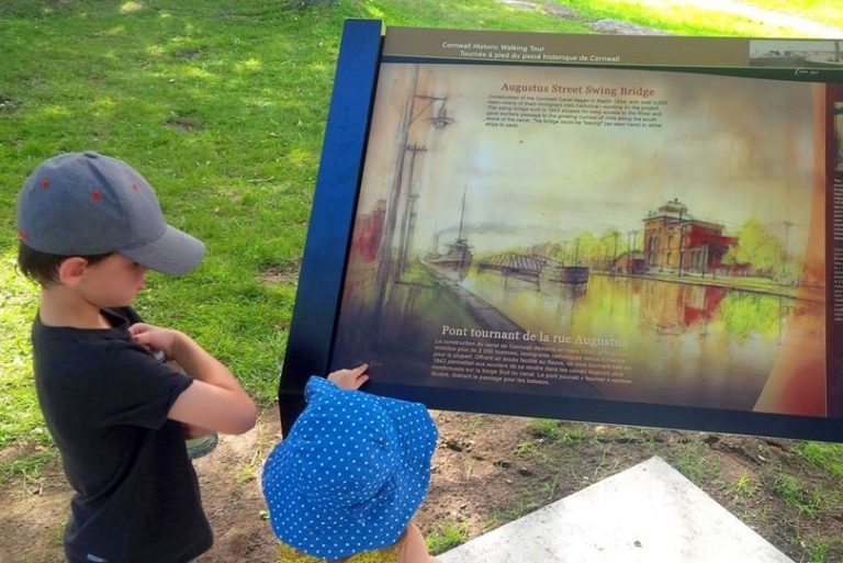 Cornwall Historic Walking Tour illustrations installed along waterfront