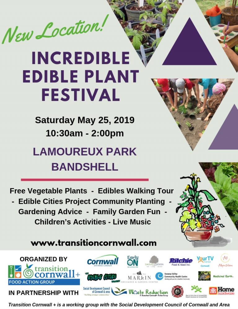 A REMINDER!Cornwall’s Incredible Edible Plant Festival Expands to Lamoureux Park