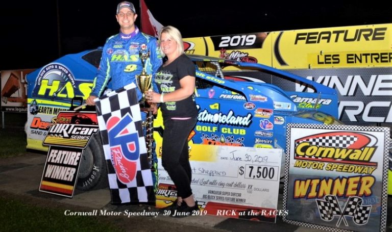 Matt Sheppard wins the Super DIRTcar Series at Cornwall Motor Speedway this past Sunday, June 30th.