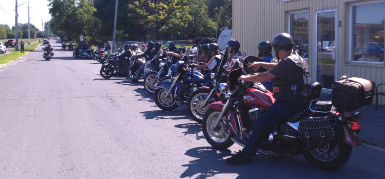 Out and About with Seeker Chick Mai-Liis – with the White Knucklerz RC watching the bikes leaving for the 6th Annual John Rothwell Memorial Ride…