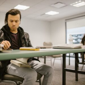 student cheating during an exam