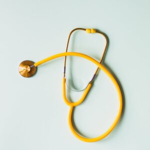 medical stethoscope placed on white background