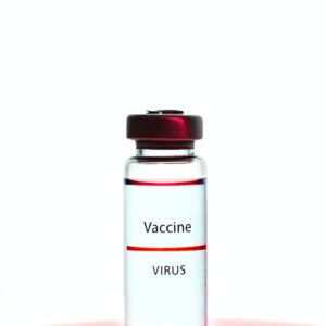 a vaccine vial on white background