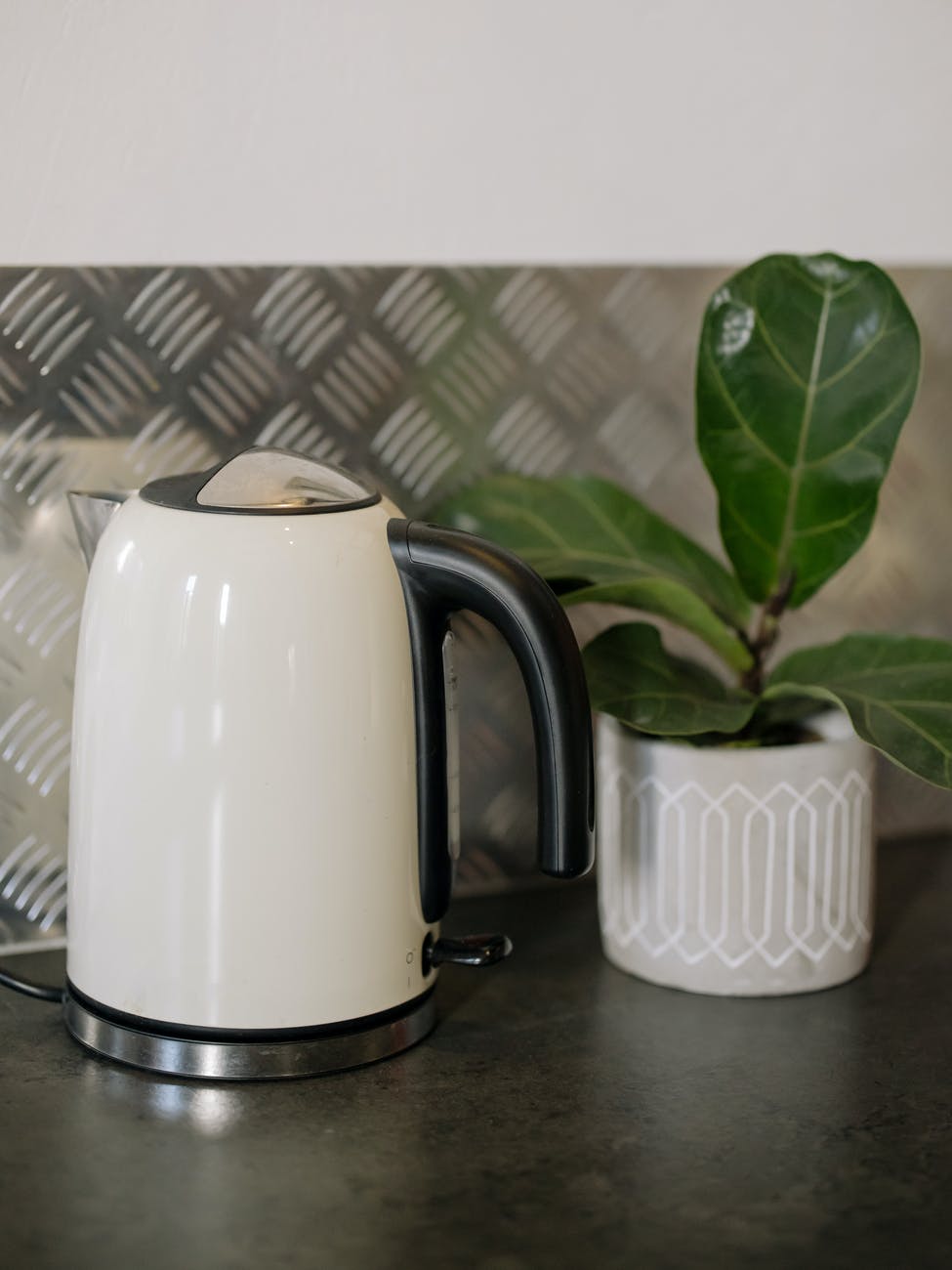 white and black electric kettle