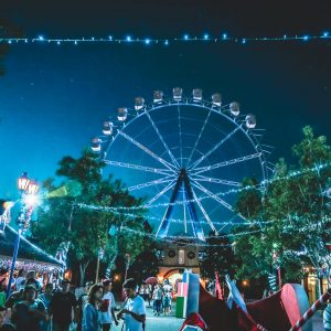 black and white ferris wheel