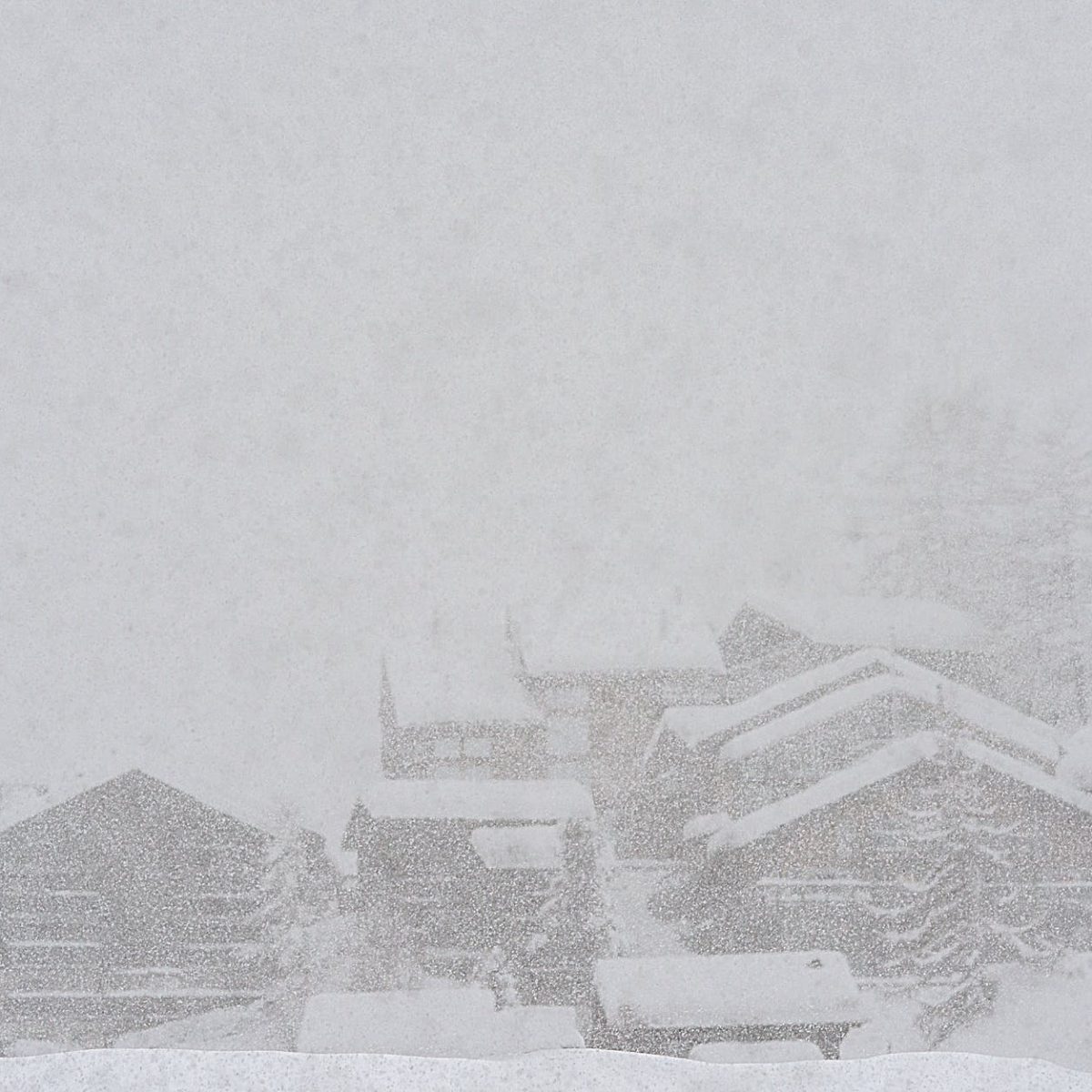 rural snowy village during severe blizzard