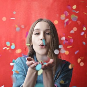woman in blue long sleeve shirt
