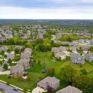 aerial photography of gray houses