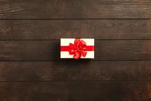 rectangular white and red gift box