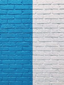 blue and white painted wall