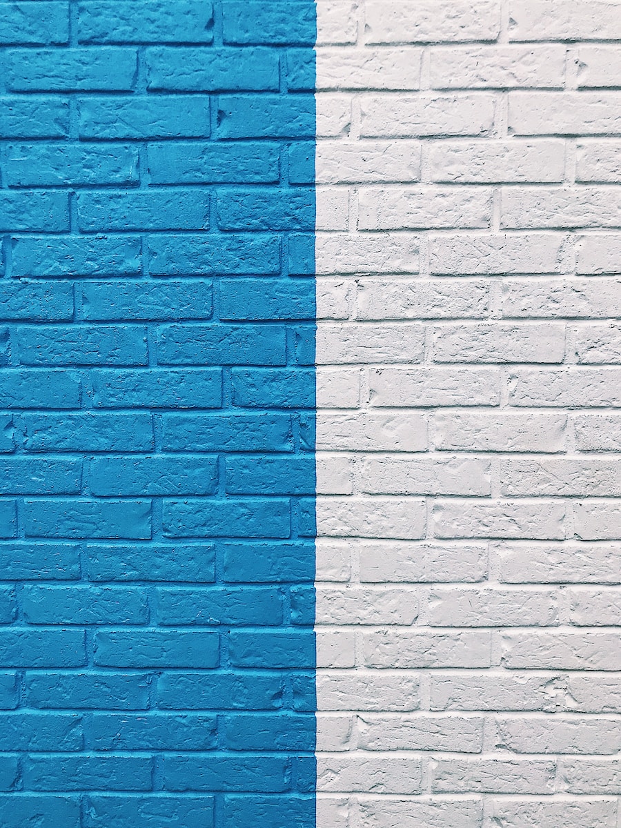 blue and white painted wall