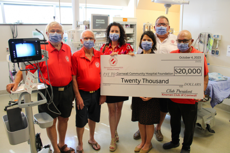 Cornwall Kinsmen Club Donates $20,000 to Cornwall Community Hospital Foundation