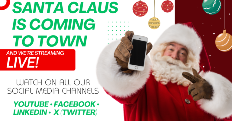 Santa Claus is coming to town and we’re streaming live!  Here’s where to watch.