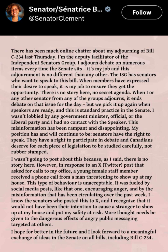 Bernadette Clement response