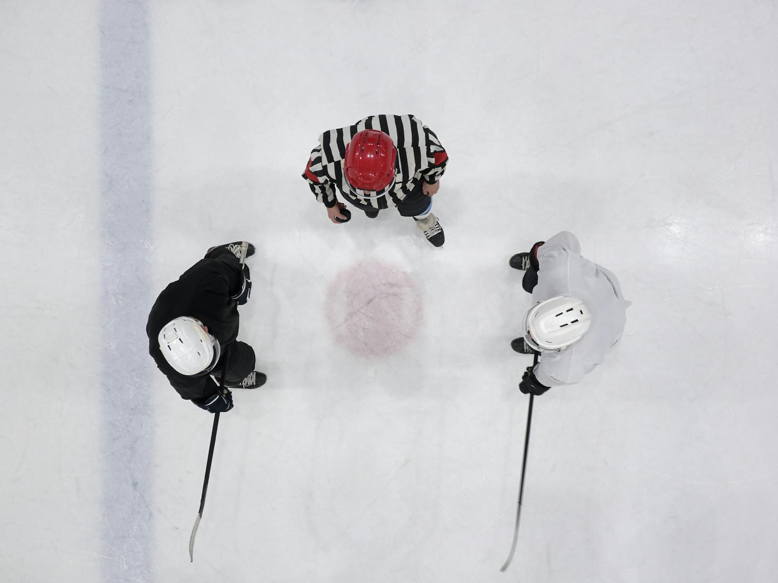 Top View of Men Playing Ice Hockey
