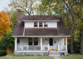 trees beside white house