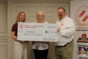 kinsmen donate to beyond 21