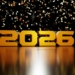 Golden 2026 text with falling confetti
