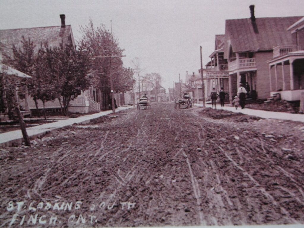 An early 19th century postcard depicting  Main Street South, Finch.
